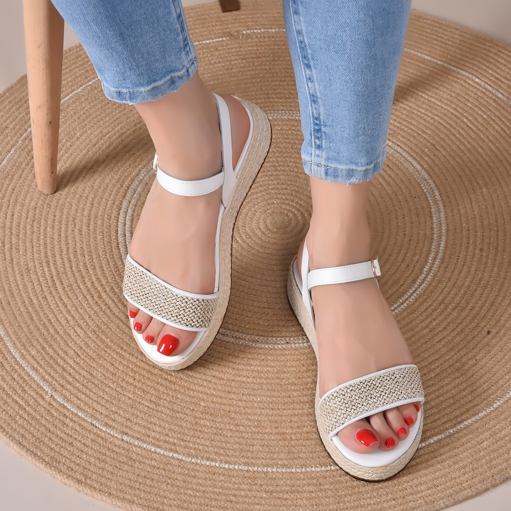Sandale Cuir Couleur Blanc Ref S020 